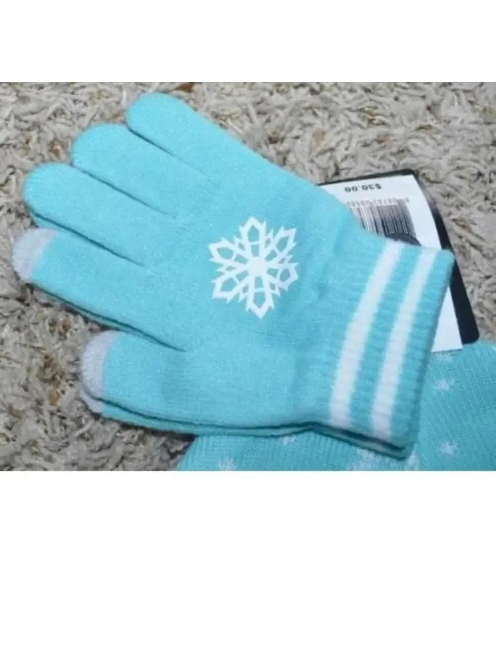 Girls Disney Frozen Olaf Winter Hat & Gloves Blue Texting Fingers Beanie 2 Pc